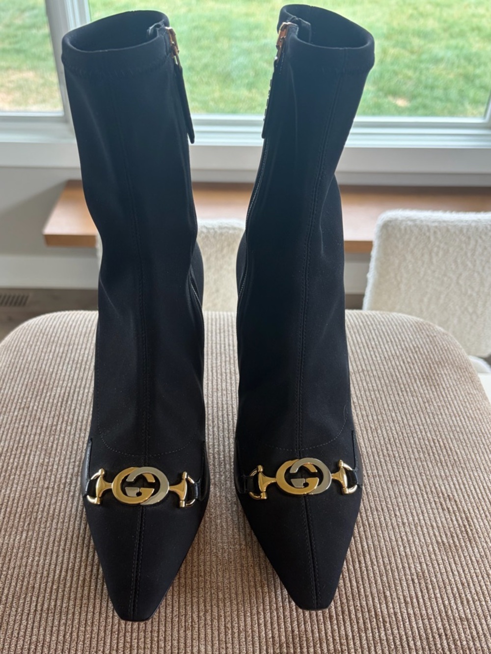 Gucci Black Sock Booties 2/ Two Tone GG Horsebit